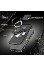 Load image into Gallery viewer, iPhone 16 Pro Uyumlu Kılıf Kamera Korumalı Sürgülü 360 Dönebilen Magsafe Stand Renkli Tank Kapak