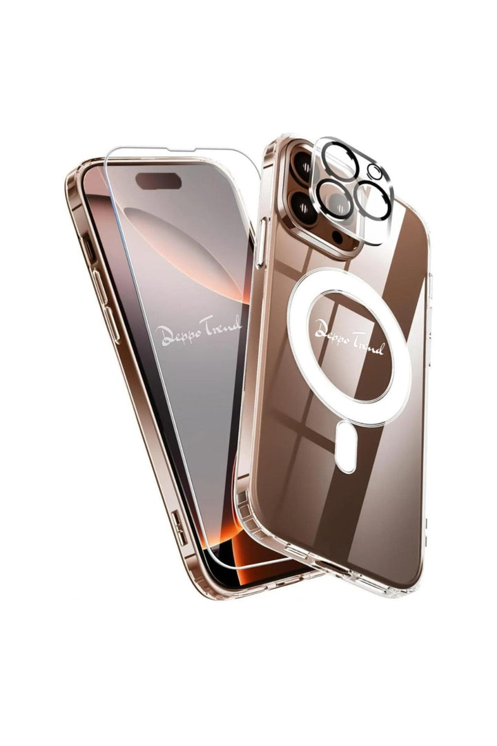 iPhone 16 Pro Uyumlu Kılıf Kamera Koruma Camı Ekran Koruyucu Şeffaf Magsafe Temperli Cam Koruma