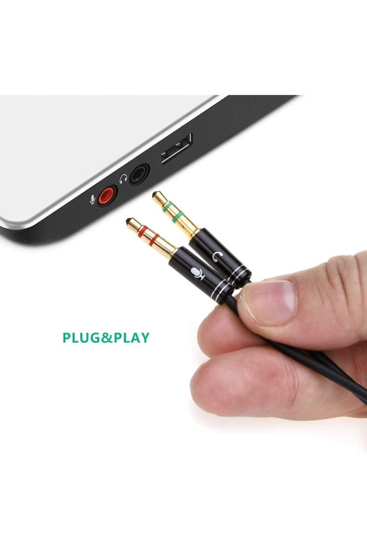 Aux To 2x Aux Kablo 3.5mm Jack Çevirici Mikrofon ve Kulaklk Çoklayıcı Dönüştürücü Aux Stereo Adaptör