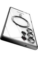Load image into Gallery viewer, Samsung Galaxy S22 Uyumlu Kılıf 3D Kamera Lens Korumalı Magsafe Kenarı Renkli Şeffaf Kapak