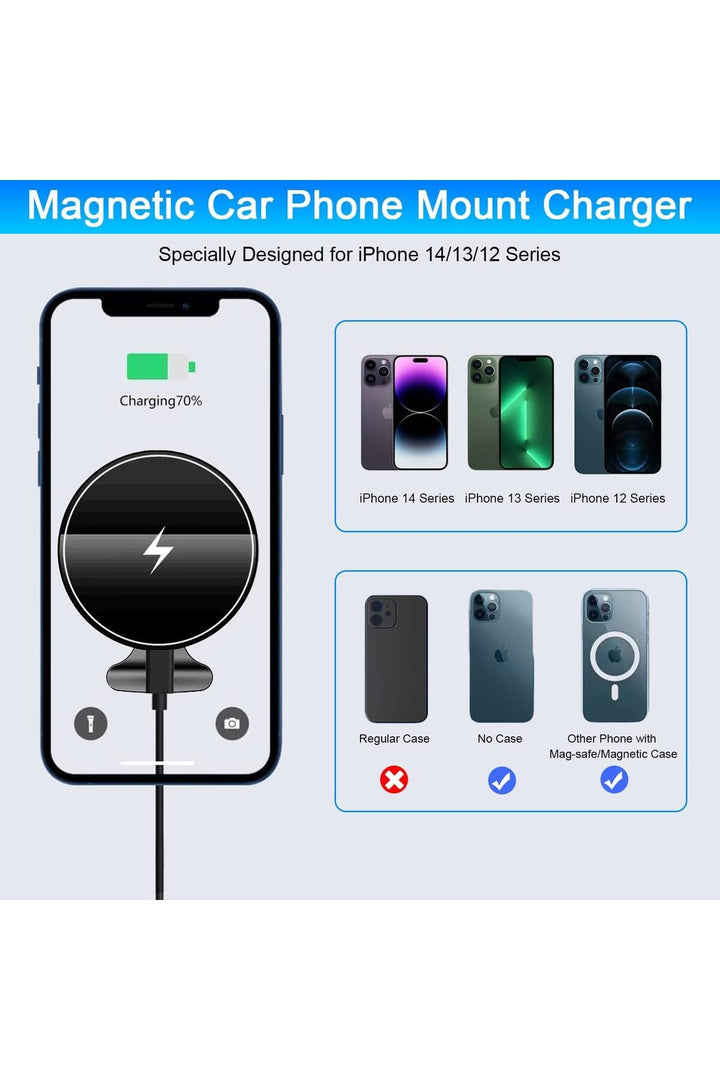 İphone 11-12-13-14-15-16 Plus-17 Pro Max Uyumlu Magsafe Şarj Telefon Tutucu Kablosuz Araç Içi Tutucu