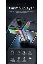 Load image into Gallery viewer, Bluetooth Araç Kiti FM Transmitter USB Type-C PD RGB LED Işıklı Flash Bellek MP3 Çakmaklık Girişli