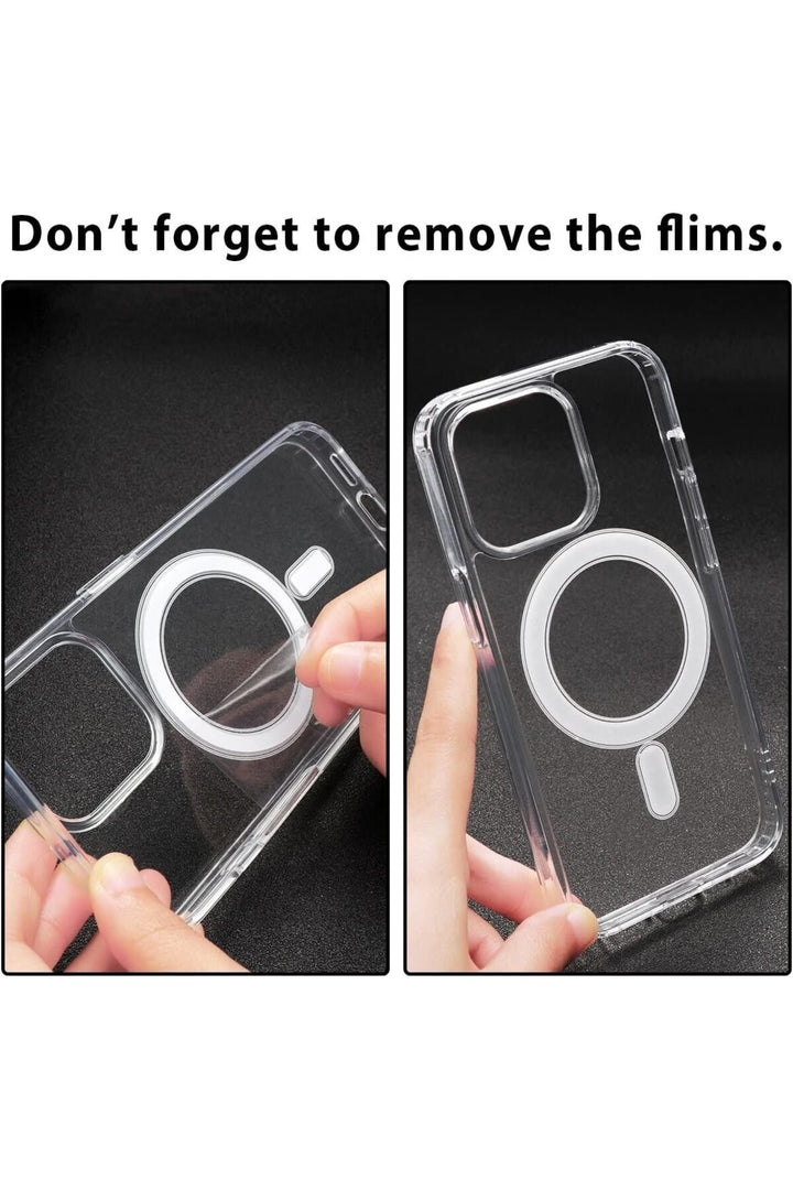 iPhone 7 Plus Uyumlu Kılıf Kamera Çıkıntılı Şeffaf Magsafe Kablosuz Şarj Destekli Kapak
