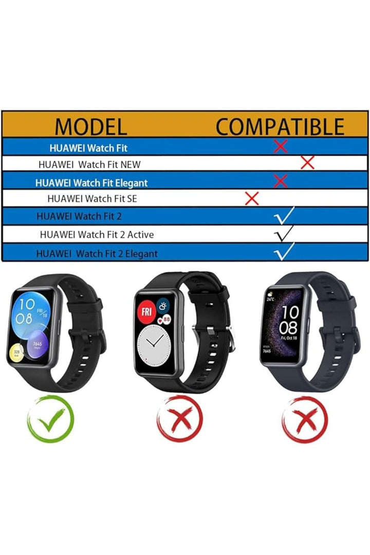Huawei Watch Fit2 Uyumlu Kordon Liquid Silikon Ayarlanabilir Renkli Lansman Kordon