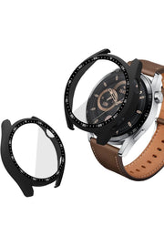 Huawei GT4 46mm Uyumlu Kılıf Siyah Kasa ve Ekran Koruyucu Siyah Kadranlı Ekran ve Kasa Koruma Kapak