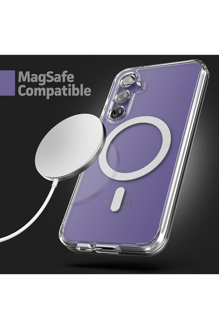 Samsung Galaxy S23 Fe Uyumlu Kılıf Kamera Çıkıntılı Şeffaf Magsafe Kablosuz Şarj Destekli Kapak