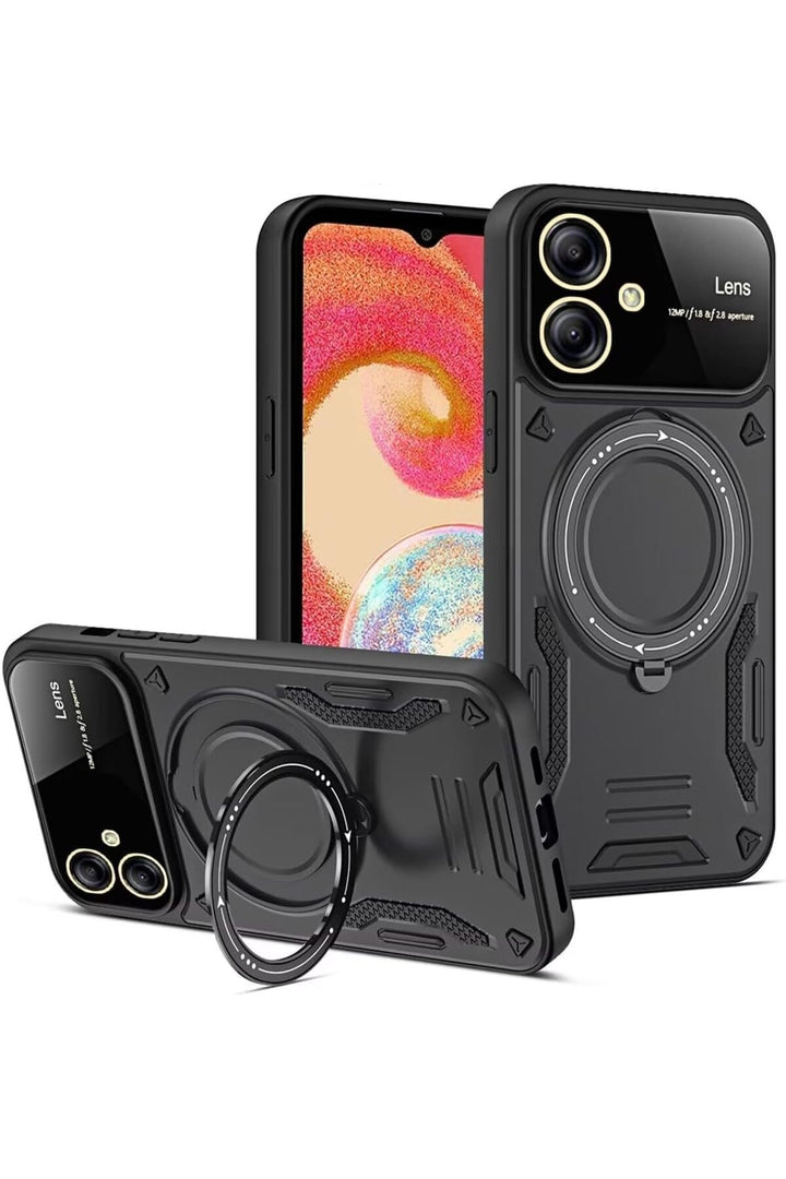 Samsung Galaxy A06 Uyumlu Kılıf Magsafe Standlı Kamera Lens Korumalı Dayanıklı Renkli Tank Kapak