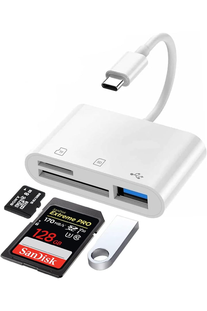 17/16/15/Pro Max/Plus/iPad/MacBook Pro/Air Samsung Uyumlu Type-C To SD/Micro SD/TF/USB Kart Okuyucu