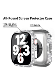Apple Watch 45mm 7/8/9 Uyumlu Kılıf Ekran ve Kasa Koruyucu Parlak Büyük Taşlı Watch Kasa Koruma