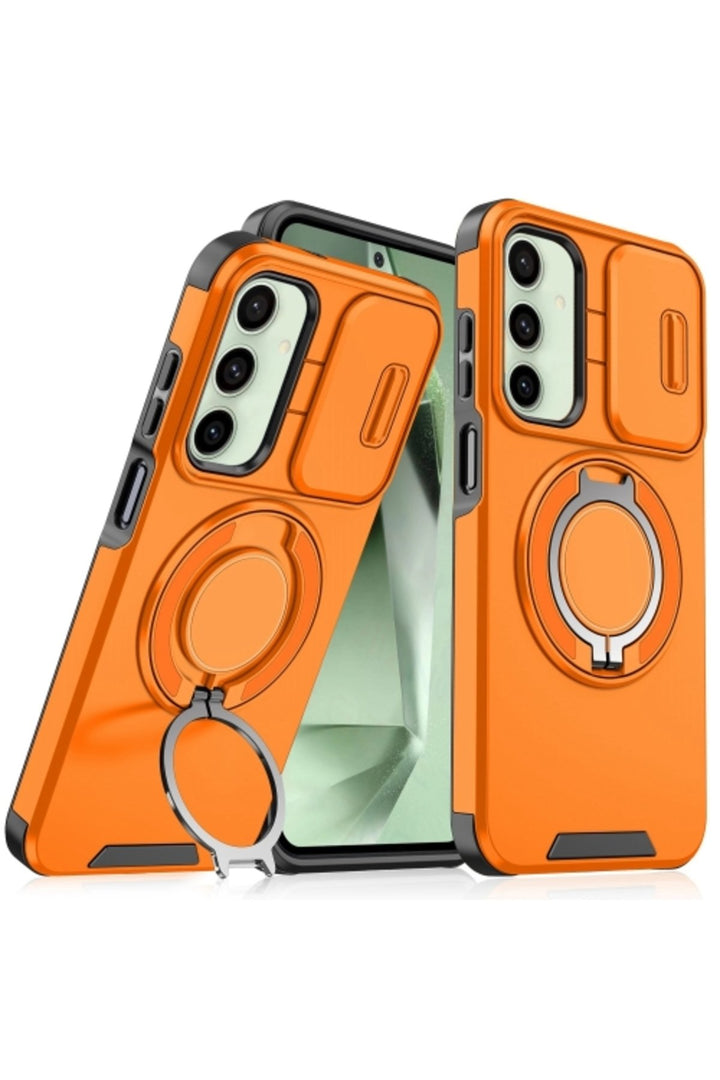 Samsung Galaxy A16 Uyumlu Kılıf Kamera Korumalı Sürgülü 360 Dönebilen Magsafe Stand Tank Kapak