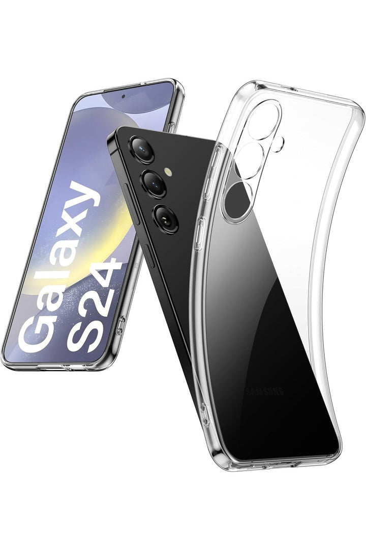 Samsung Galaxy S24 Uyumlu Kılıf 3D Kamera Koruma Darbe Önleyici Şeffaf Esnek Renksiz Silikon Kapak