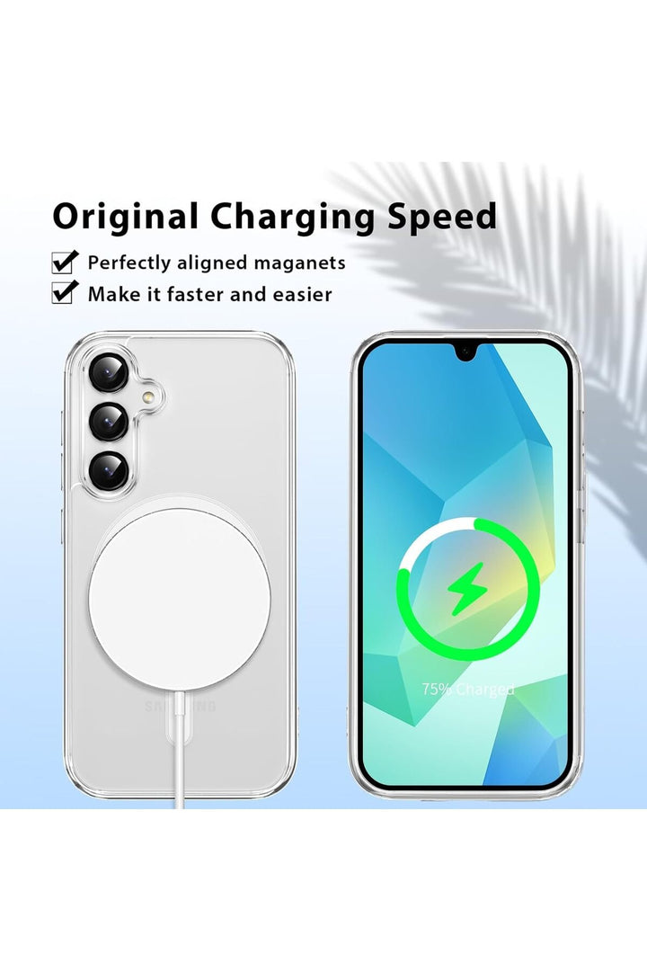Samsung Galaxy A26 Uyumlu Kılıf Kamera Çıkıntılı Şeffaf Magsafe Kılıf Kablosuz Şarj Destekli Kapak