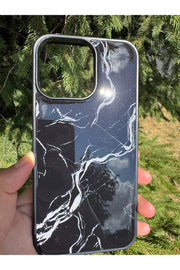 iPhone 15 Pro Max Uyumlu Kılıf Parlak Mermer Desenli Kamera Kenar Koruyuculu Arka Kapak