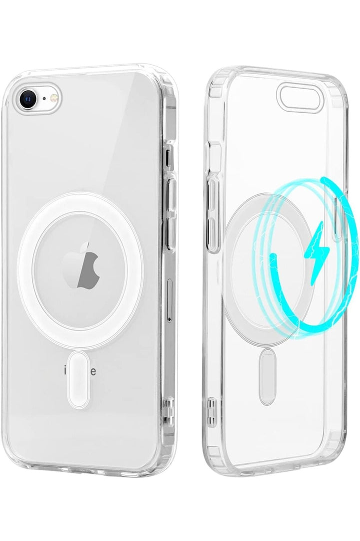 iPhone 8 Uyumlu Kılıf Kamera Çıkıntılı Şeffaf Magsafe Kablosuz Şarj Destekli Kapak