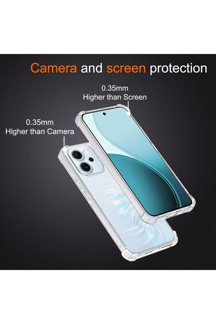 Oppo Reno 14F/14FS Uyumlu Kamera Korumalı Kılıf Darbe Önleme Şeffaf Transparan Esnek Silikon Kapak