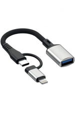 Load image into Gallery viewer, iPhone X/11/12/13/14/15/16 Plus/17 Air/17 Pro Max Uyumlu Type-C/Lightning To USB Çevirici OTG/HUB