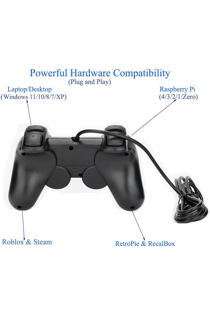 PS3/PC/Windows 11/10/8/7 Roblox/Steam/RetroPie Uyumlu DoubleShock Oyun Kol USB Tak Çalıştır Joystick