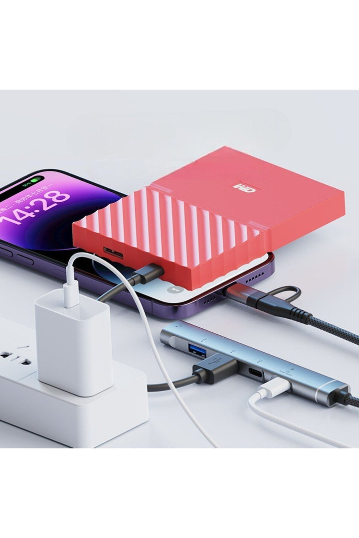 PC/iPad/Macbook/iPhone 15 Plus/16/17 Pro Max Uyumlu Type-C/USB To USB/Type-C/3.5mm Jack Çevirici HUB