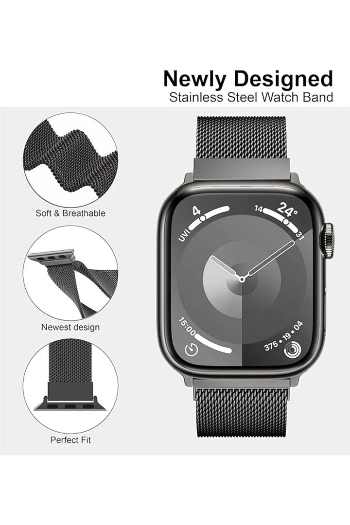 Apple Watch 9 8 7 6 5 4 3 2 1 Se 38mm/40mm/41mm Uyumlu Kordon Mıknatıslı Ayarlanabilir Metal Kordon