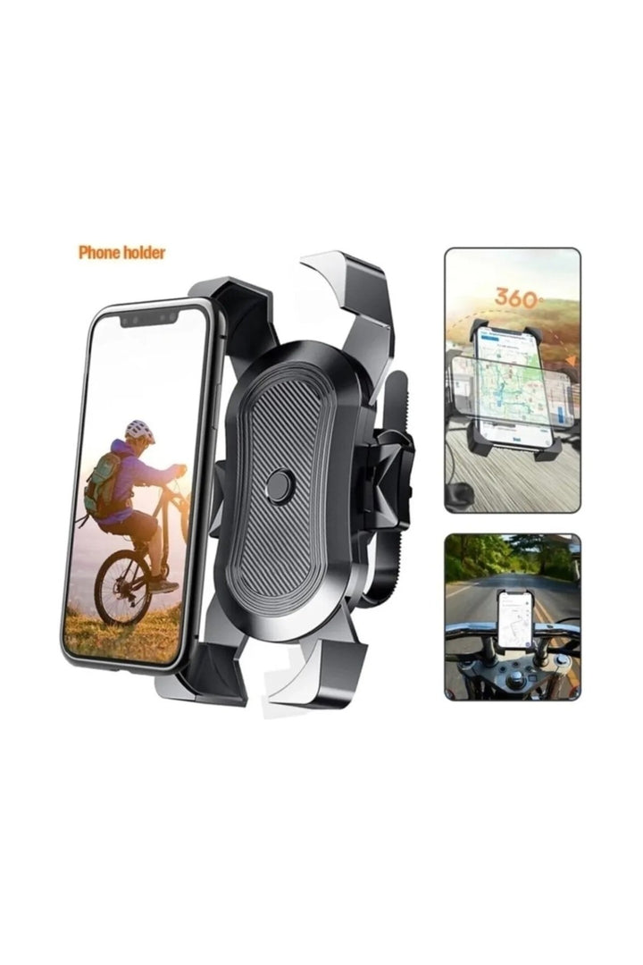 Ayarlanabilir 360° Dönebilen Gidon Aparatlı Telefon Tutucu – Bisiklet/Motosiklet/ATV/Scooter Uyumlu