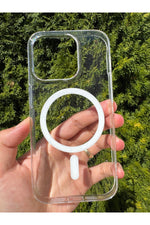 Load image into Gallery viewer, iPhone 15 Pro Uyumlu Simli Kılıf Sert Sararmaz Magsafe Kamera Kenarı Koruyucu Dayanıklı Kapak