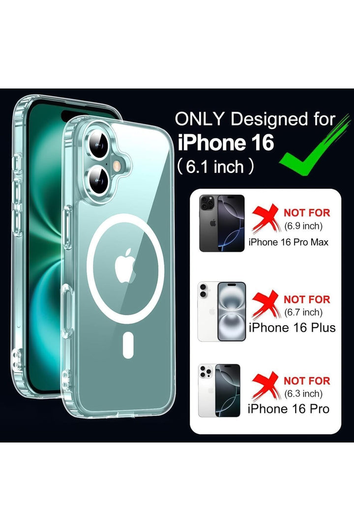 iPhone 16 Uyumlu Kılıf Kamera Koruma Camı Ekran Koruyucu Şeffaf Magsafe Temperli Cam Koruma