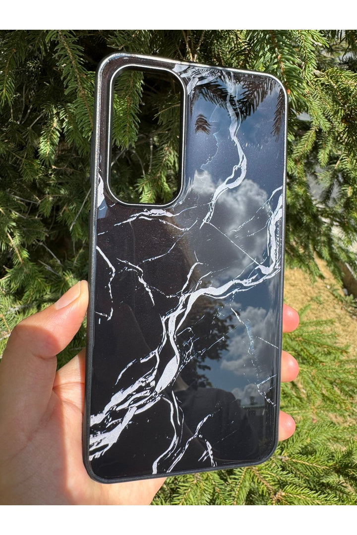 Samsung Galaxy S24 Fe Uyumlu Kılıf Parlak Mermer Desenli Kamera Kenar Koruyuculu Arka Kapak