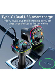 Bluetooth Araç Kiti Araç Fm Transmitter USB Type-C SD Kart MP3 PD Flash Için Uygun Çakmaklık Girişli
