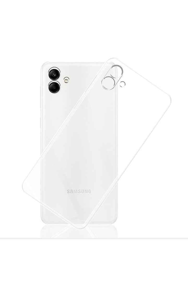 Samsung Galaxy A04E Uyumlu Kılıf 3D Kamera Korumalı Darbe Önleyici Şeffaf Transparan Esnek Silikon