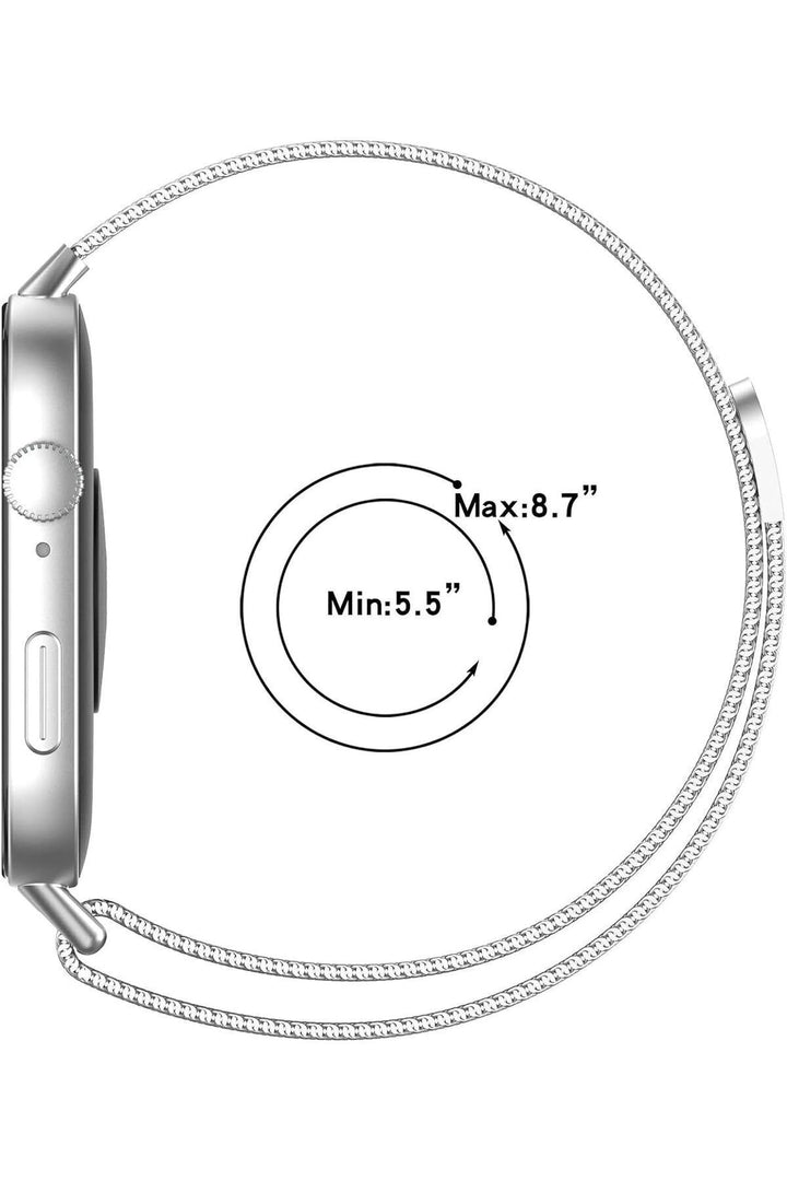 Huawei Watch Fit 3 Uyumlu Kordon Mıknatıslı Ayarlanabilir Paslanmaz Metal Kordon Örgü Hasır Kordon