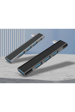 Load image into Gallery viewer, iPad/iPhone/Macbook Uyumlu Type-C To 4x USB 3.0 ve 2.0 Çevirici Dönüştürücü Çoğaltıcı Metal Dayanklı
