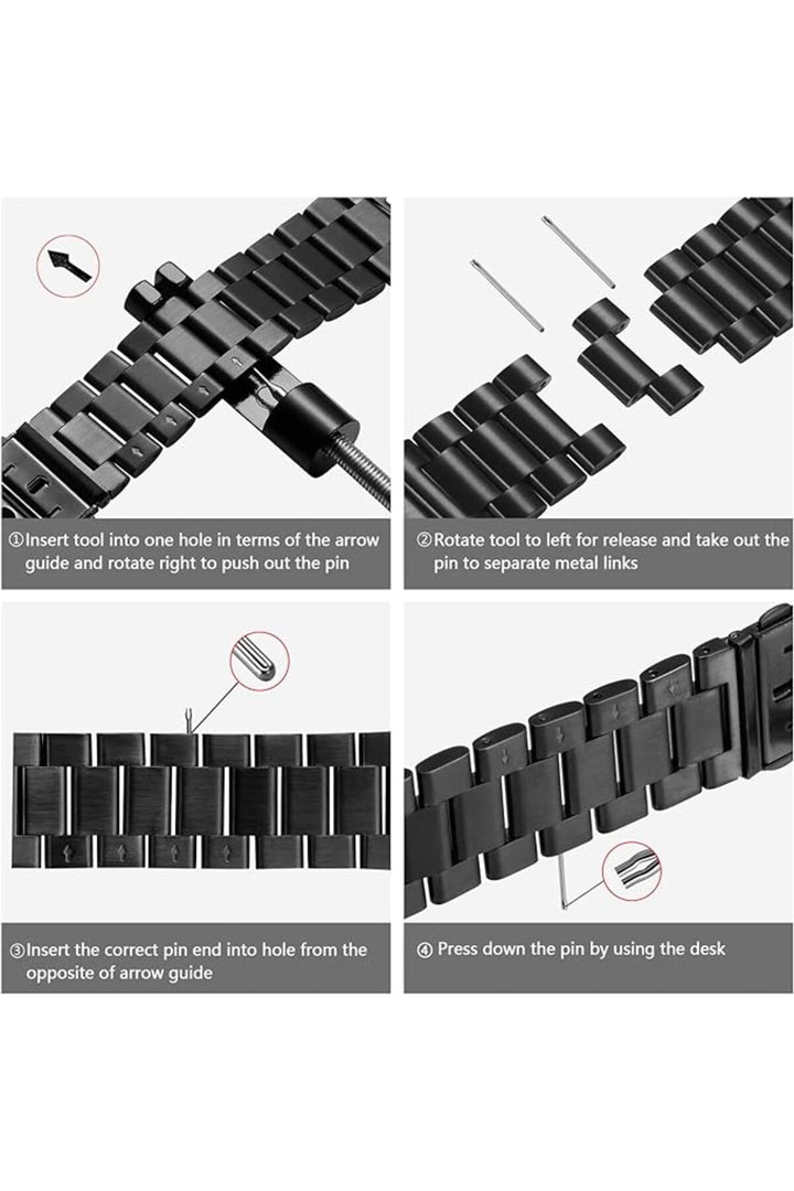Apple Watch 9 8 7 6 5 4 3 2 Se 42mm/44mm/45mm/49mm Uyumlu Kordon Ayarlanablir Parlak Metal Paslanmaz