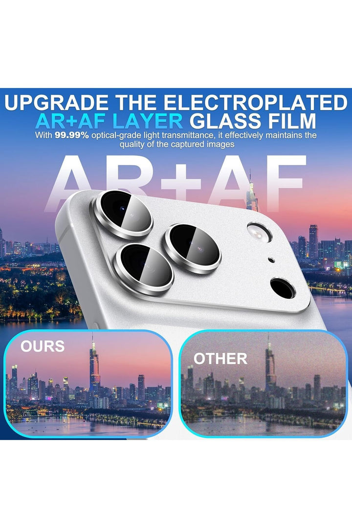 iPhone 17 Pro Max Uyumlu Kamera Koruyucu Lens Metal Temperli Cam Kamera Çevresi Tam Koruma