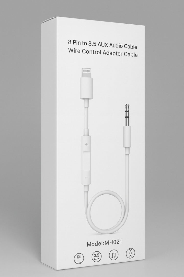 iPhone 7/8/Xs Max/11/12/13/14/Pro Max/Plus Uyumlu Kontrol Kumandalı Lightning To 3.5mm Jack Aux Ses