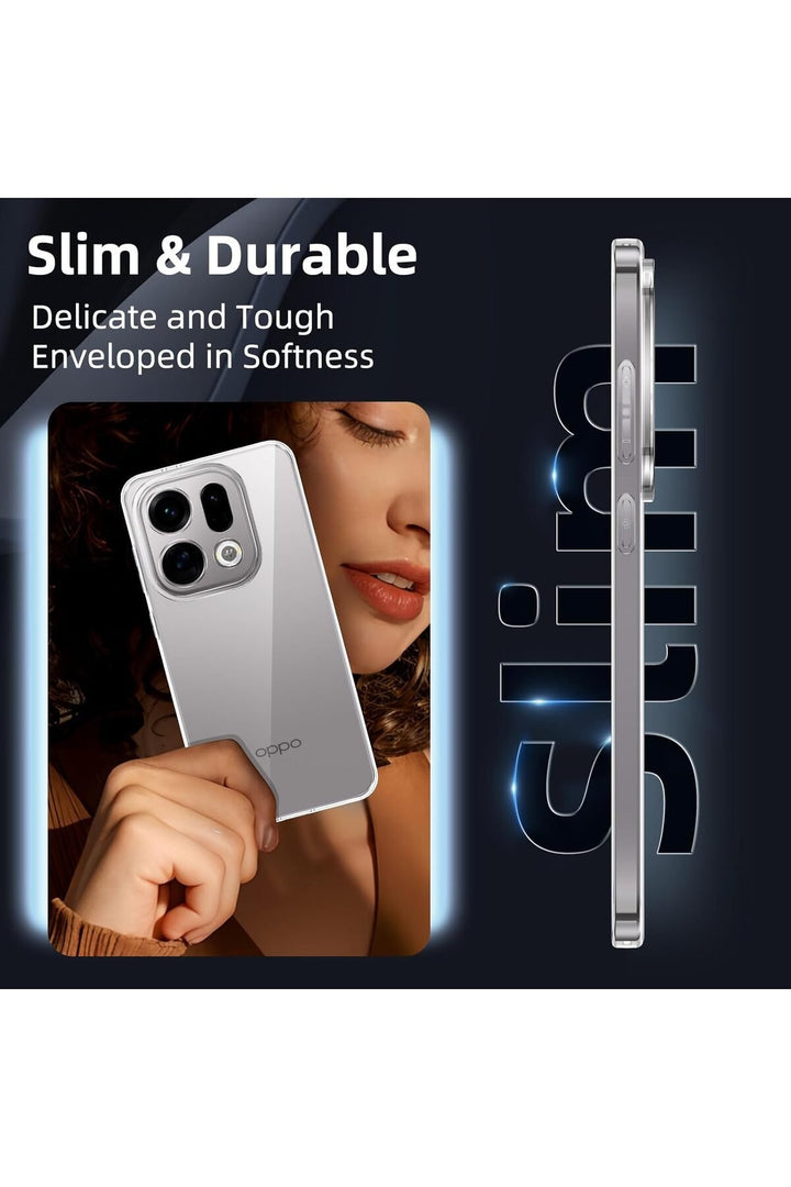 Oppo Find X9 Uyumlu Kamera Korumalı Kılıf Darbe Önceleyici Şeffaf Transparan Esnek Silikon Kapak