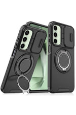 Load image into Gallery viewer, Samsung Galaxy S24 Fe Uyumlu Kılıf Kamera Korumalı Sürgülü 360 Dönebilen Magsafe Stand Tank Kapak