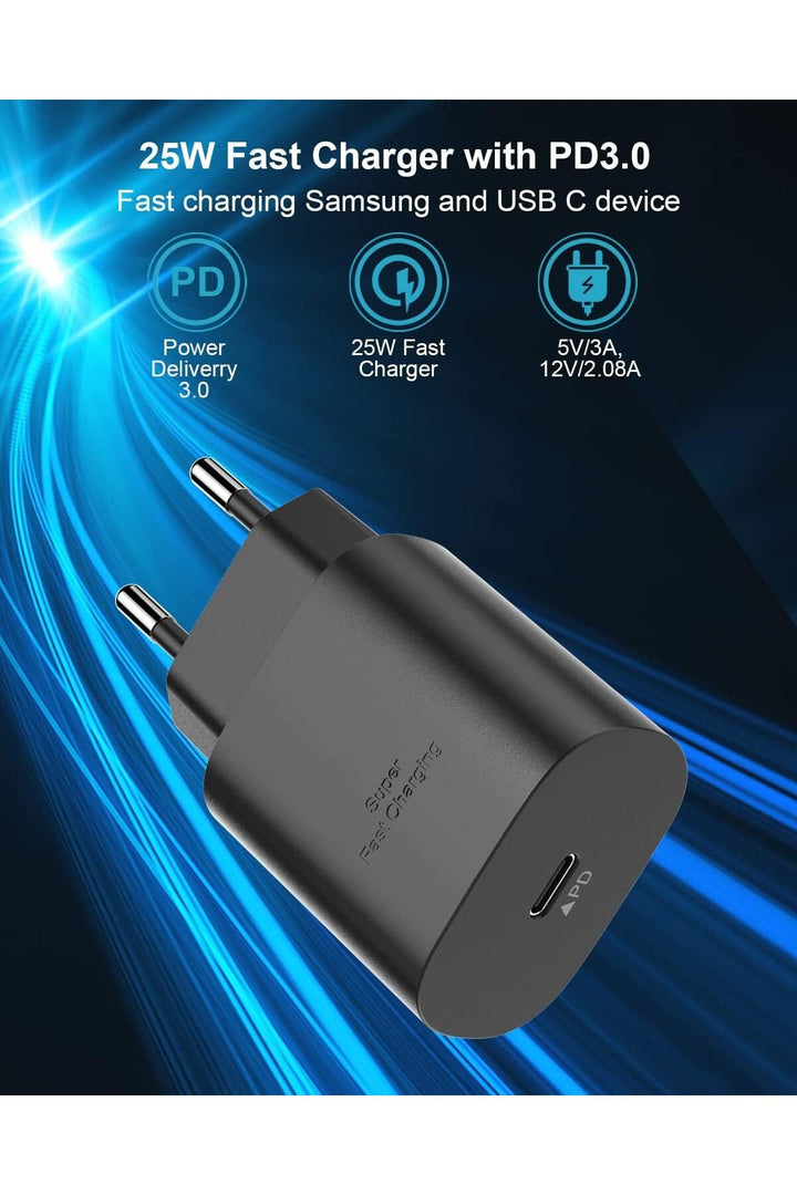 Samsung Galaxy S21/S22/S23/24/S24 Plus/S24 Ultra Uyumlu Hızlı Şarj 25W USB-C Type-C PD Şarj Cihazı