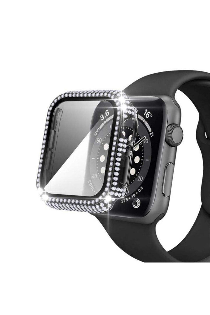 Apple Watch 40mm/Se 40mm Uyumlu Kılıf Ekran ve Kasa Koruyucu Parlak Büyük Taşlı Watch Kasa Koruma