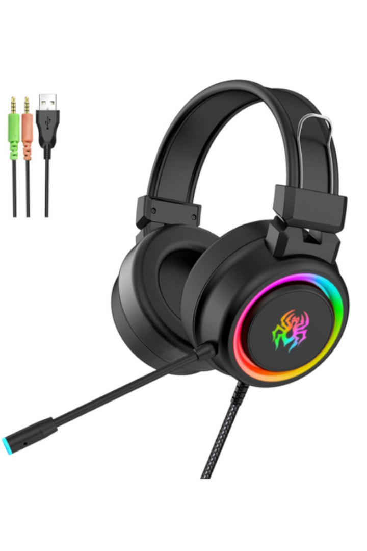 Kulak Üstü Oyuncu Kulaklık RGB Aydınlatmalı Gaming Ayarlanabilir USB 3.5mm Jack Mikrofonlu Kulaklık