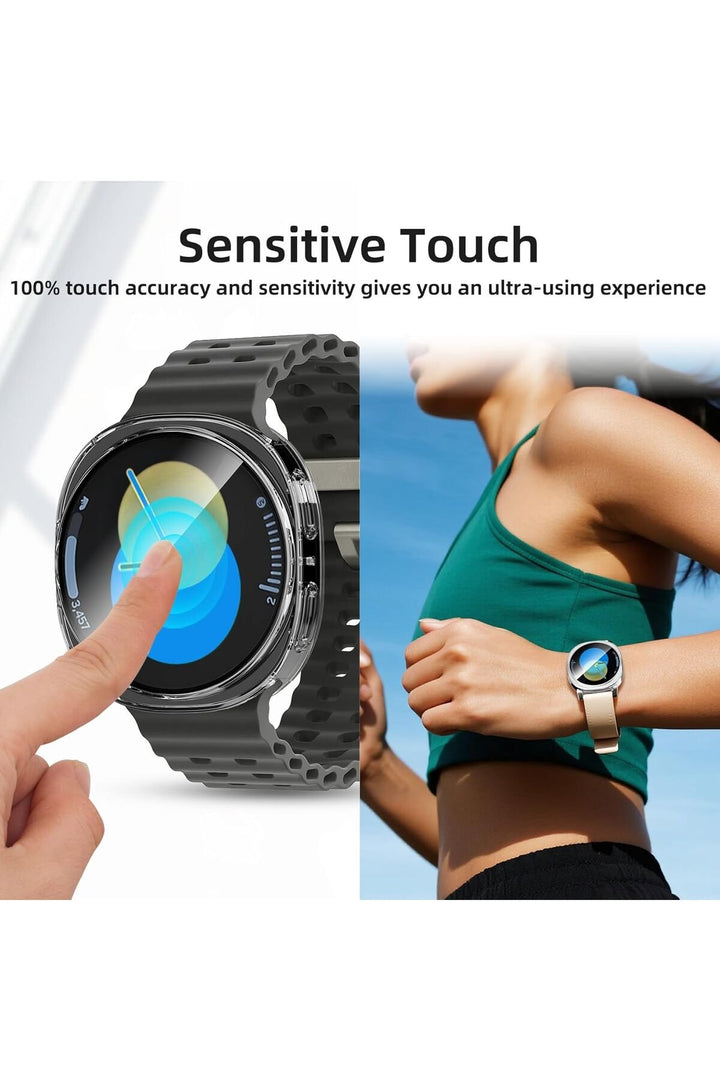 Samsung Galaxy Watch 8 44mm Uyumlu Kılıf Kasa ve Ekran Koruyucu Esnek Silikon Şeffaf Koruma
