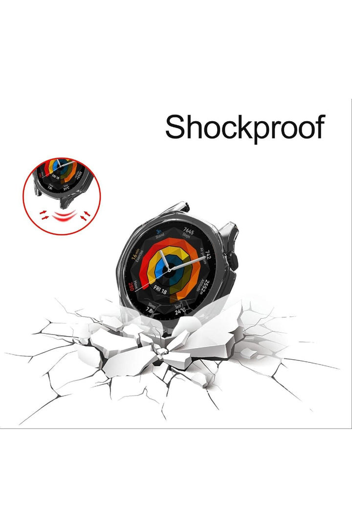 Huawei GT5 46mm Uyumlu Kılıf Siyah Kasa ve Ekran Koruyucu Esnek Silikon Ekran Kasa Koruma Kapak
