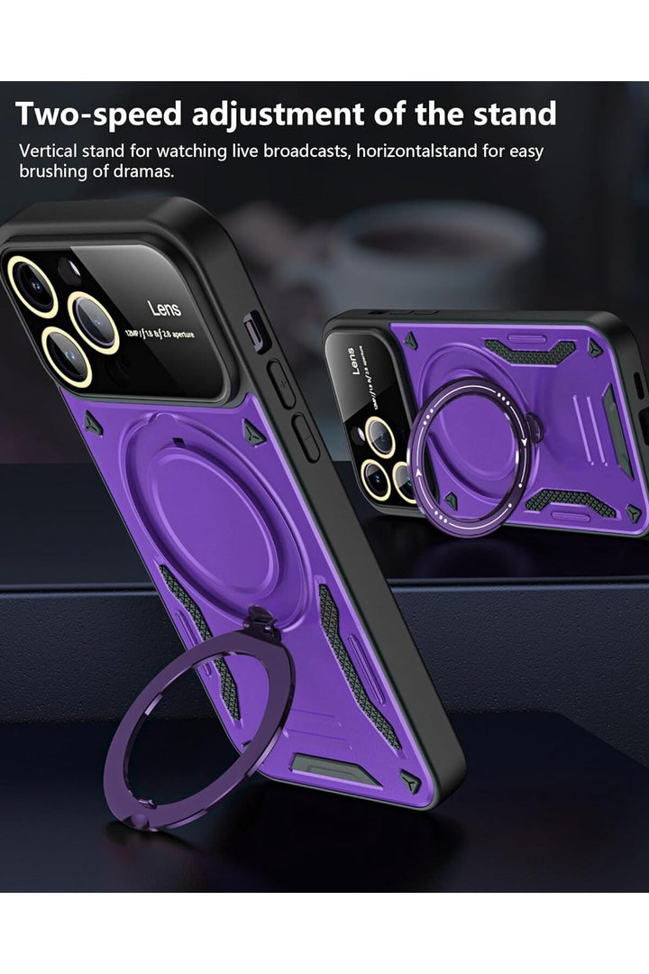 iPhone 14 Pro Max Uyumlu Kılıf Magsafe Standlı Kamera Lens Korumalı Dayanıklı Renkli Tank Kapakk