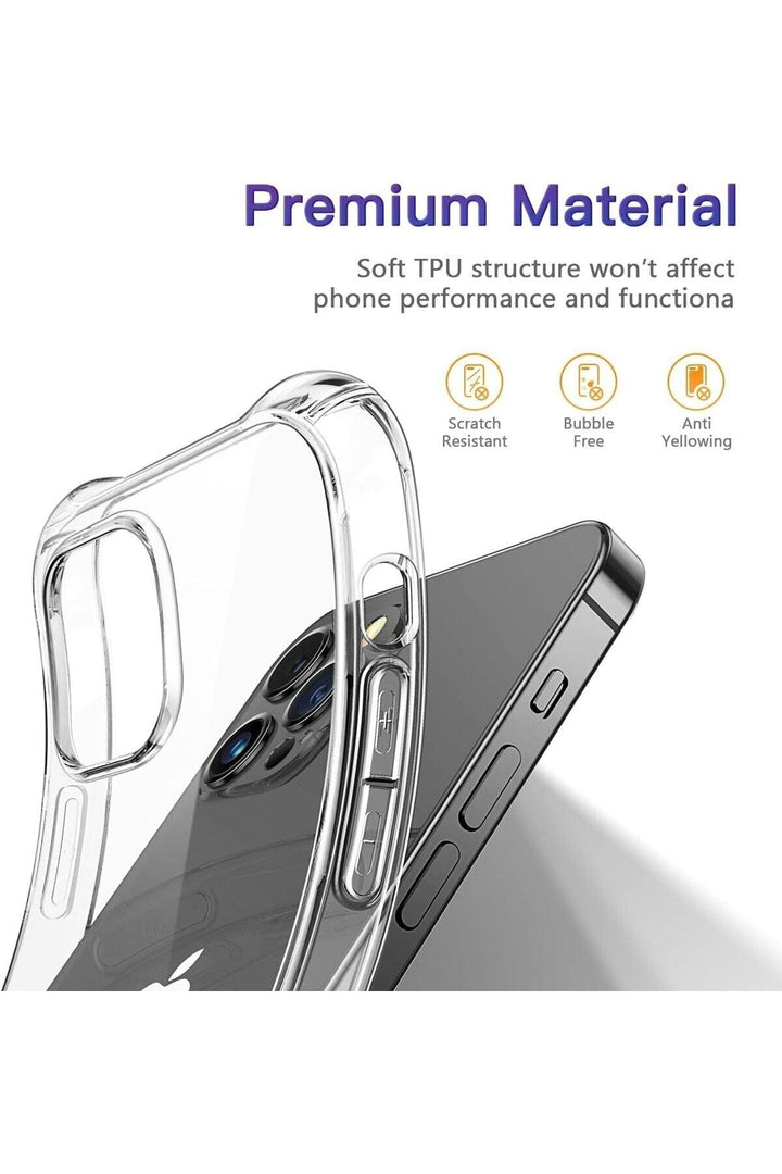 iPhone 13 Pro Max Uyumlu Kılıf Darbelere Dayanıklı Ultra ince Şeffaf Renksiz Esnek Silikon