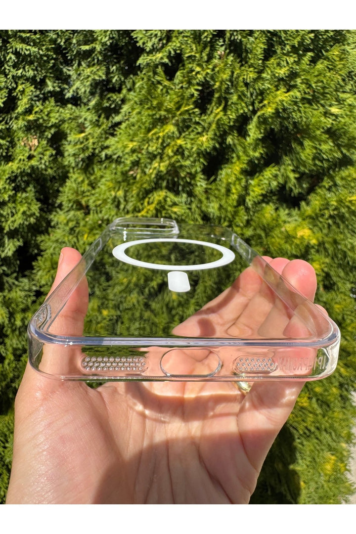 iPhone 14 Pro Max Uyumlu Kılıf Sert Sararmaz Magsafe Kamera Kenarı Koruyucu Dayanıklı Kapak