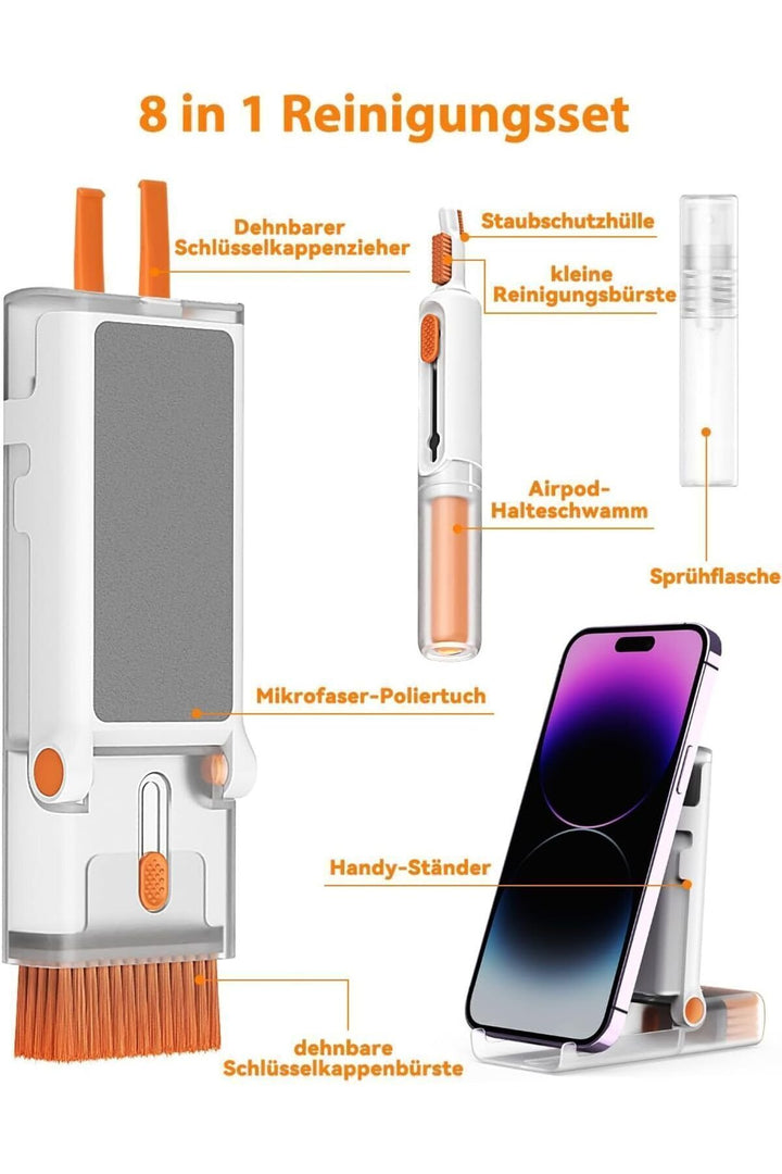 Çok Fonksiyonlu Katlanabilr Telefon Standı Telefon/Airpods/Kulaklk/PC/Klavye Temizleme Temizlik Kiti