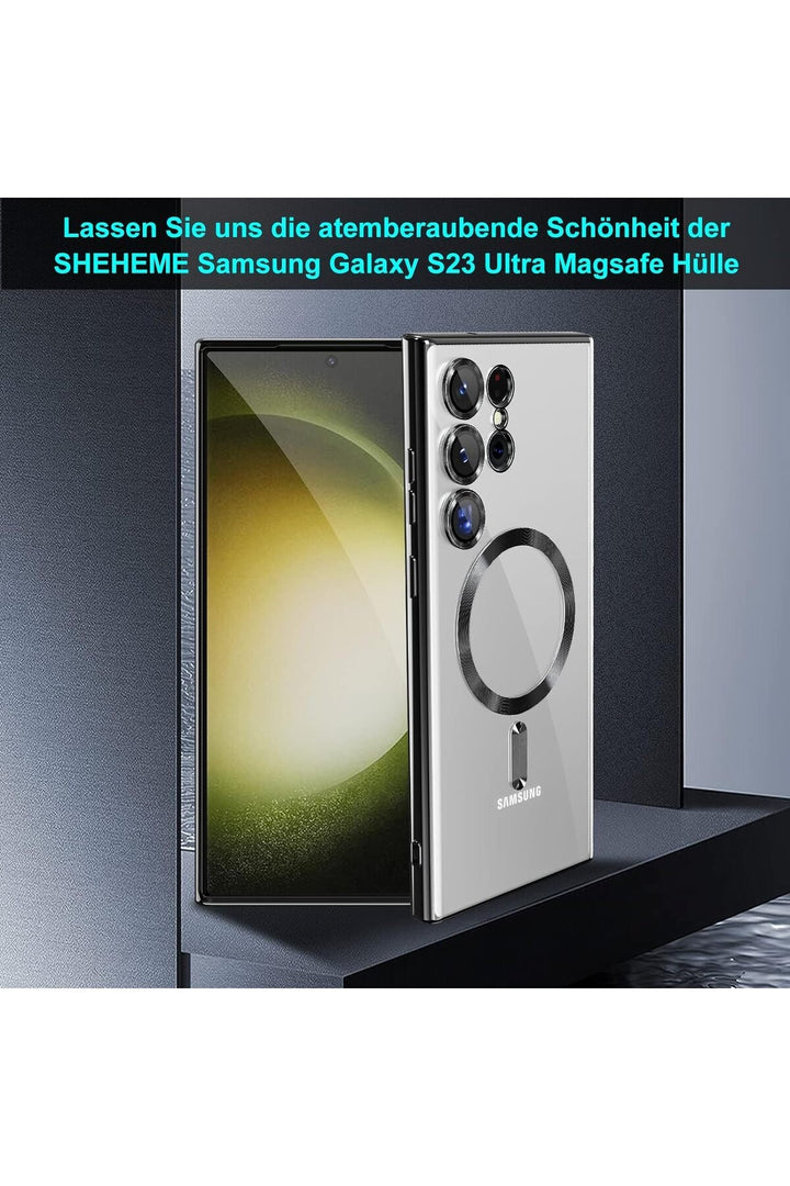 Samsung Galaxy S24 Ultra Uyumlu Kılıf 3D Kamera Lens Korumalı Magsafe Kenarı Renkli Şeffaf Kapak