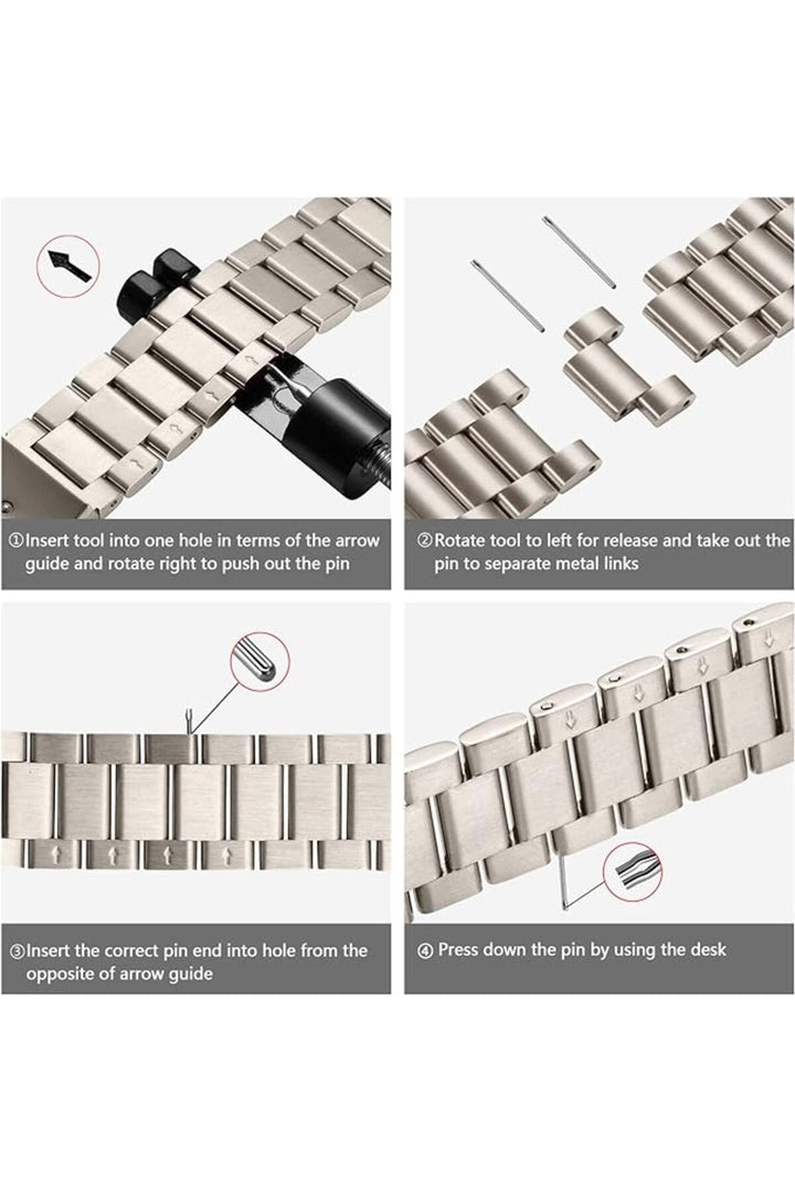 Apple Watch 9 8 7 6 5 4 3 2 Se 42mm/44mm/45mm/49mm Uyumlu Kordon Ayarlanablir Parlak Metal Paslanmaz