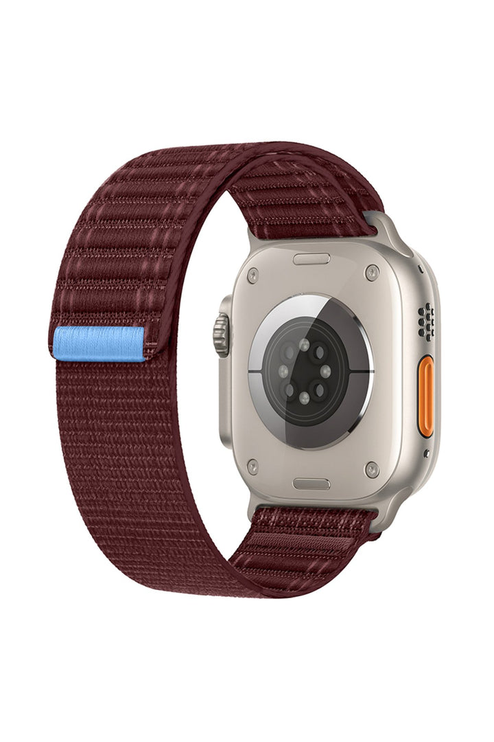Apple Watch 44mm/45mm/46mm/49mm Uyumlu Kordon Bakla Bölmeli Dizayn Hasır Cırt Dokuma Kumaş Kordon