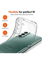 Load image into Gallery viewer, Samsung Galaxy S22 Uyumlu Kılıf 3D Kamera Korumalı Darbe Önleyici Şeffaf Transparan Esnek Silikon