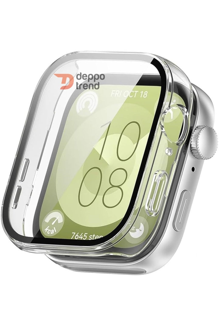 Huawei Watch Fit 3 Uyumlu Kılıf Ekran ve Kasa Koruyucu Şeffaf Kasa Koruma Çerçeve Guard 360 Koruma